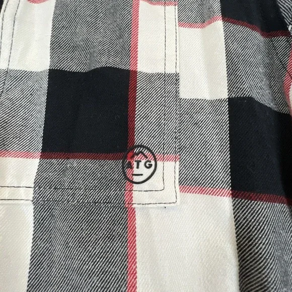 ATG Wrangler Plaid Flannel Shirt Outdoor Mens XXL All Terrain Gear Black Red 2XL - Picture 6 of 12